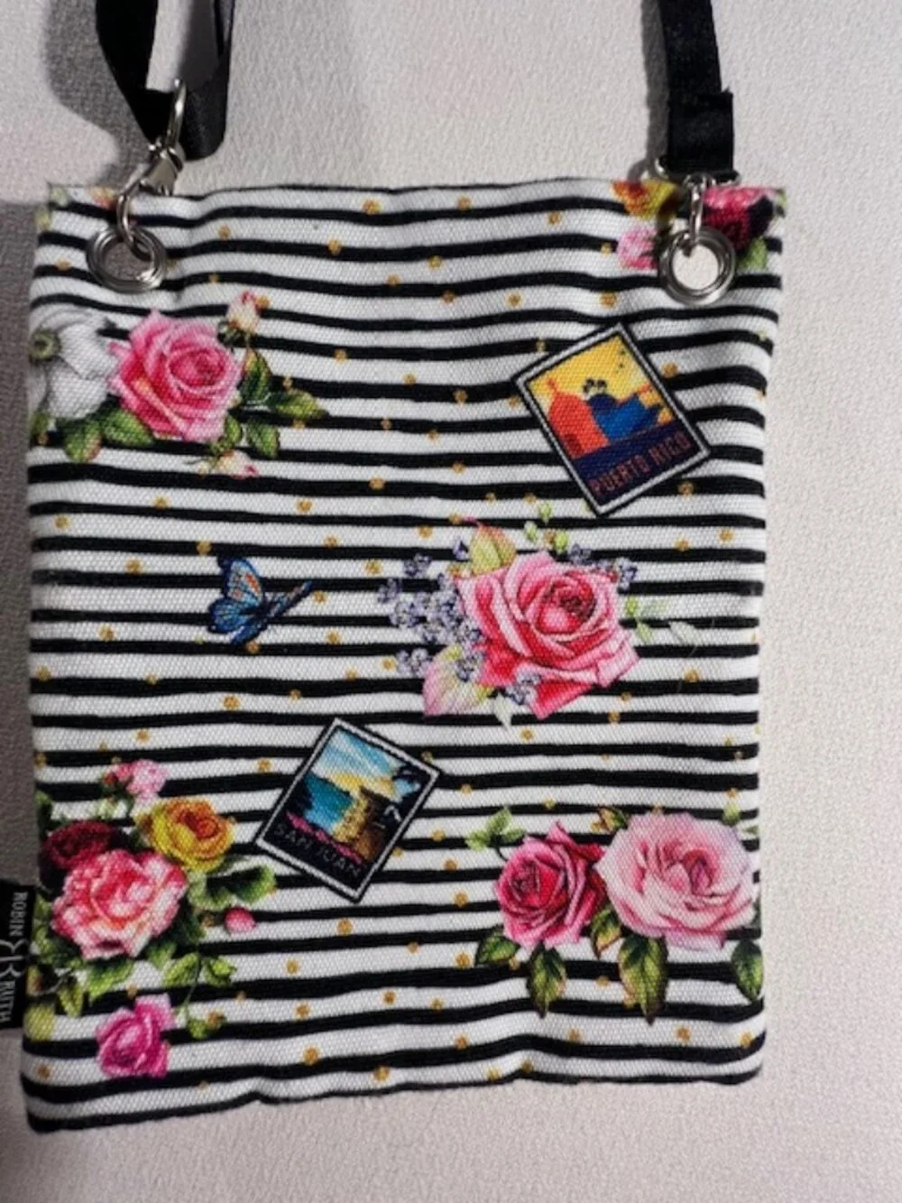 ROBIN RUTH Puerto Rico Crossbody Bag nautical and floral durable canvas w/ strap